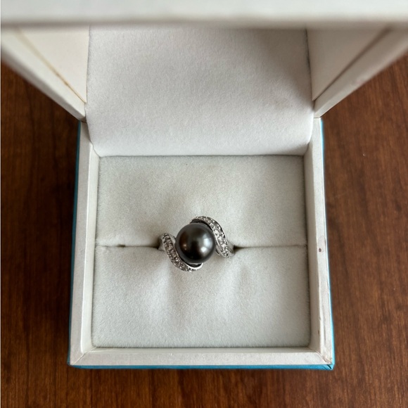 Maui Divers Jewelry Jewelry - 14K white-gold Tahitian Pearl diamond ring
